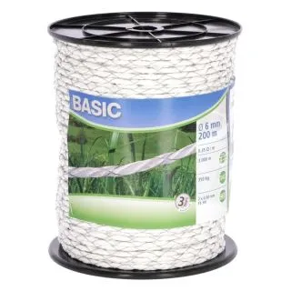 Pastuch linka Kerbl BASIC 200 m / 6 mm, 2 x 0,50 mm White