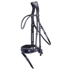 Ogłowie Schockemöhle "Luxury Dressage" Black/Blue/Silver